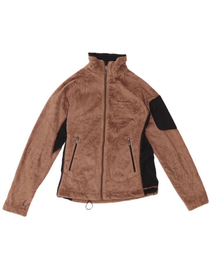 COLUMBIA Veste Polaire Femme UK 10 Petit Marron Colorblock Polyester