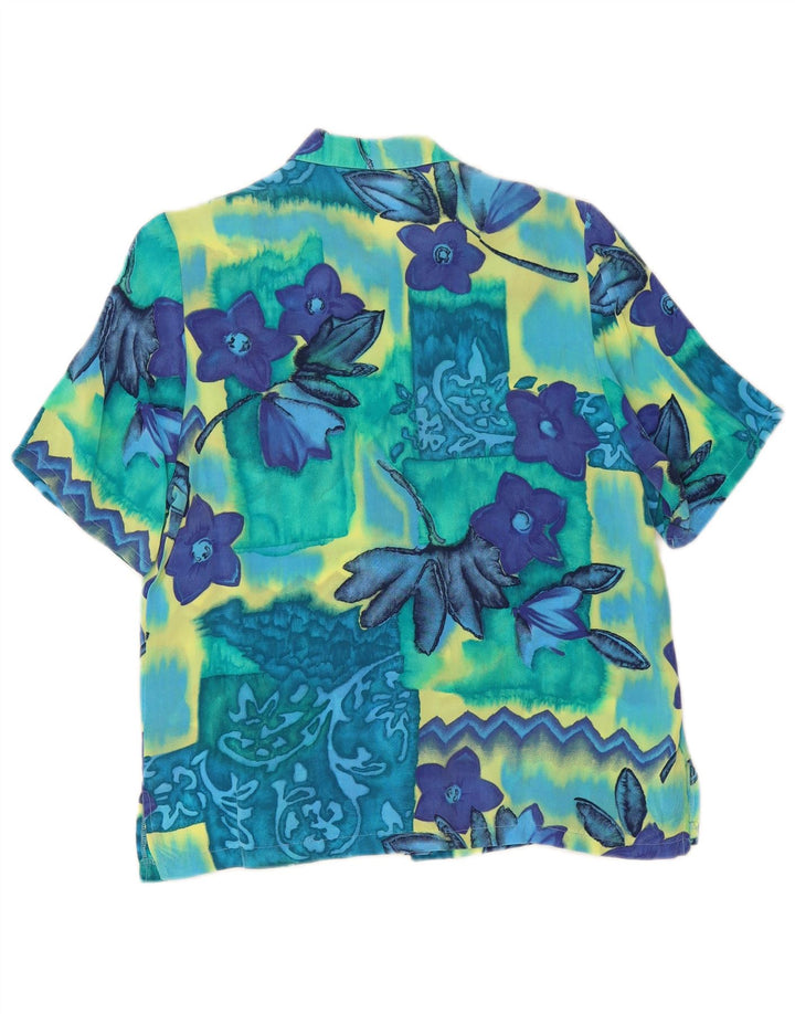 VINTAGE Chemisier chemise à manches courtes femme EU 38 Moyen Multicolore Floral