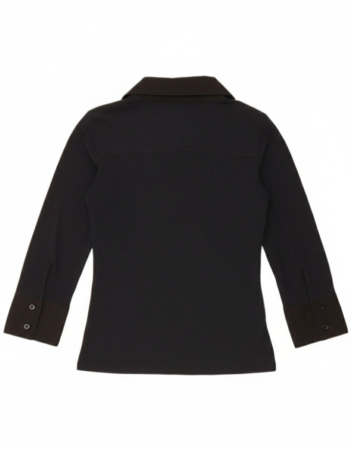 Liu Jo Femme Pull Chemise à Manches 3/4 Chemisier UK 8 Petit Bleu Marine