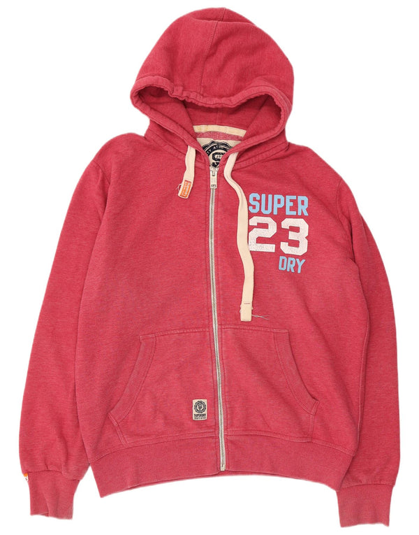 SUPERDRY Pull à capuche zippé graphique pour homme 2XL Rouge Coton