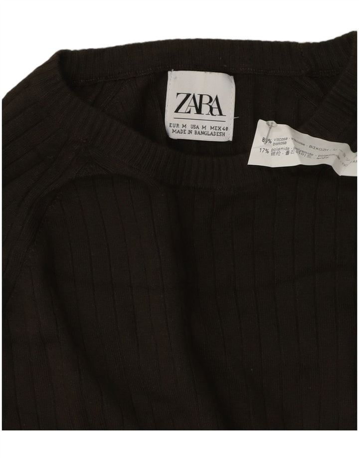 Zara Pull Col Rond Homme Vert Moyen Viscose