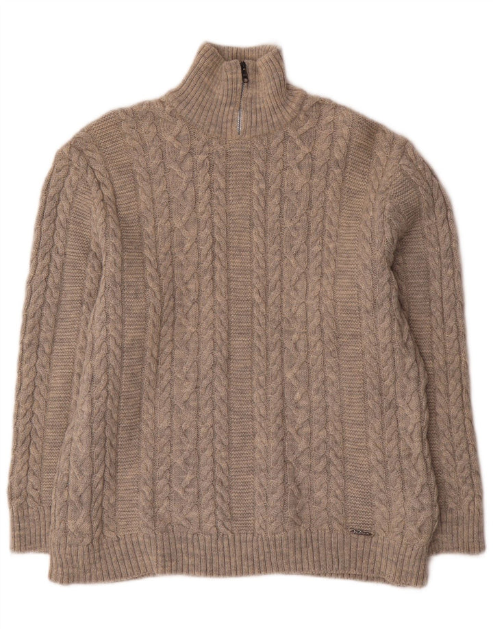 Kaufmann Pull col zippé pour homme IT 46 Petite laine beige