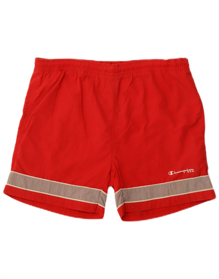 CHAMPION Short de Bain Homme Large Rouge Colourblock