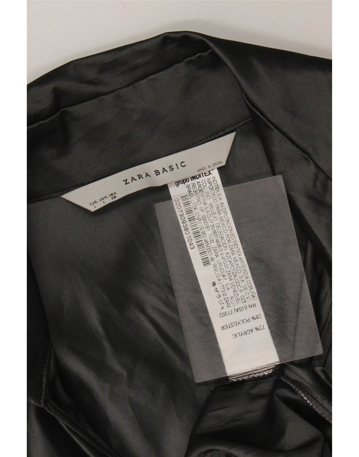 Zara Womens Wrap 3/4 Sleeve Shirt Blouse UK 14 Large Gris Acrylique