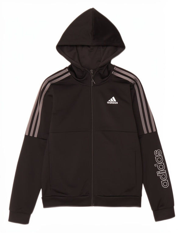 Adidas Pull à capuche zippé graphique pour garçon 11-12 ans Noir Polyester