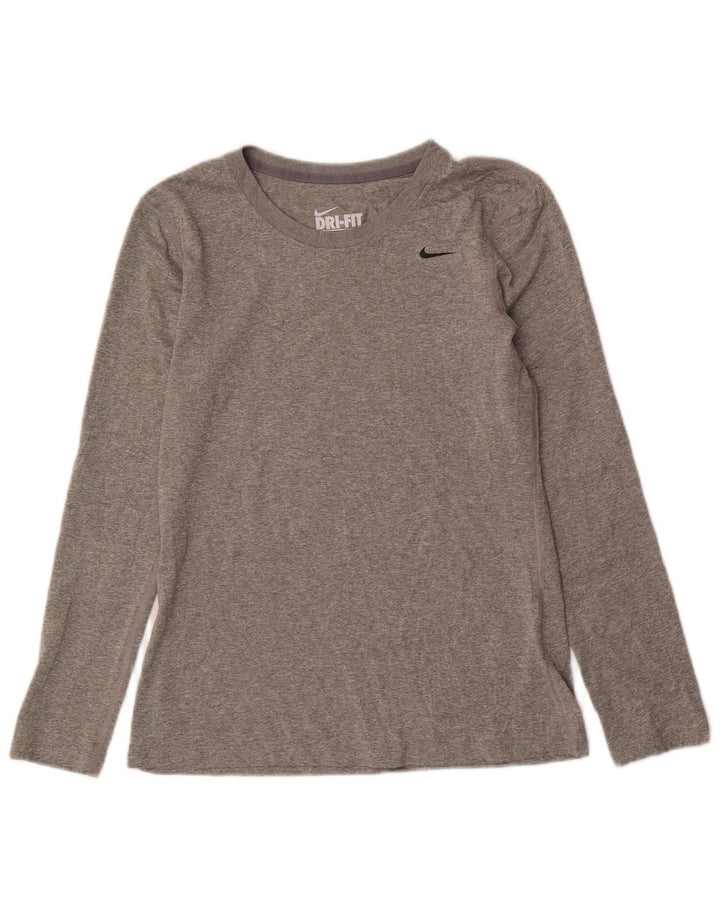 Nike Dri Fit Regular Fit Haut à manches longues pour femme UK 10 Petit Gris Polyester