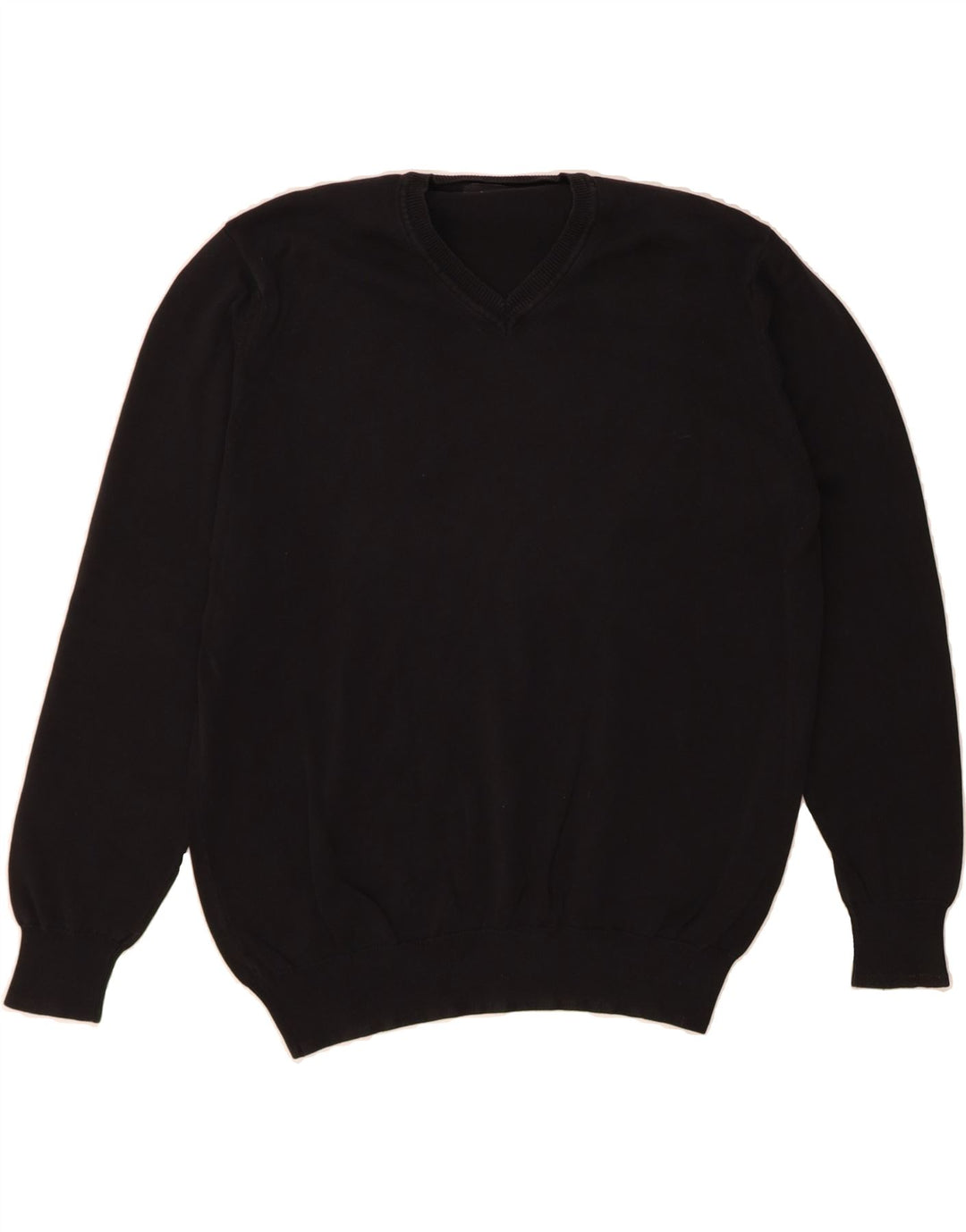 ZARA Mens V-Neck Jumper Sweater XL Black Cotton Vintage Zara and Second-Hand Zara from Messina Hembry 