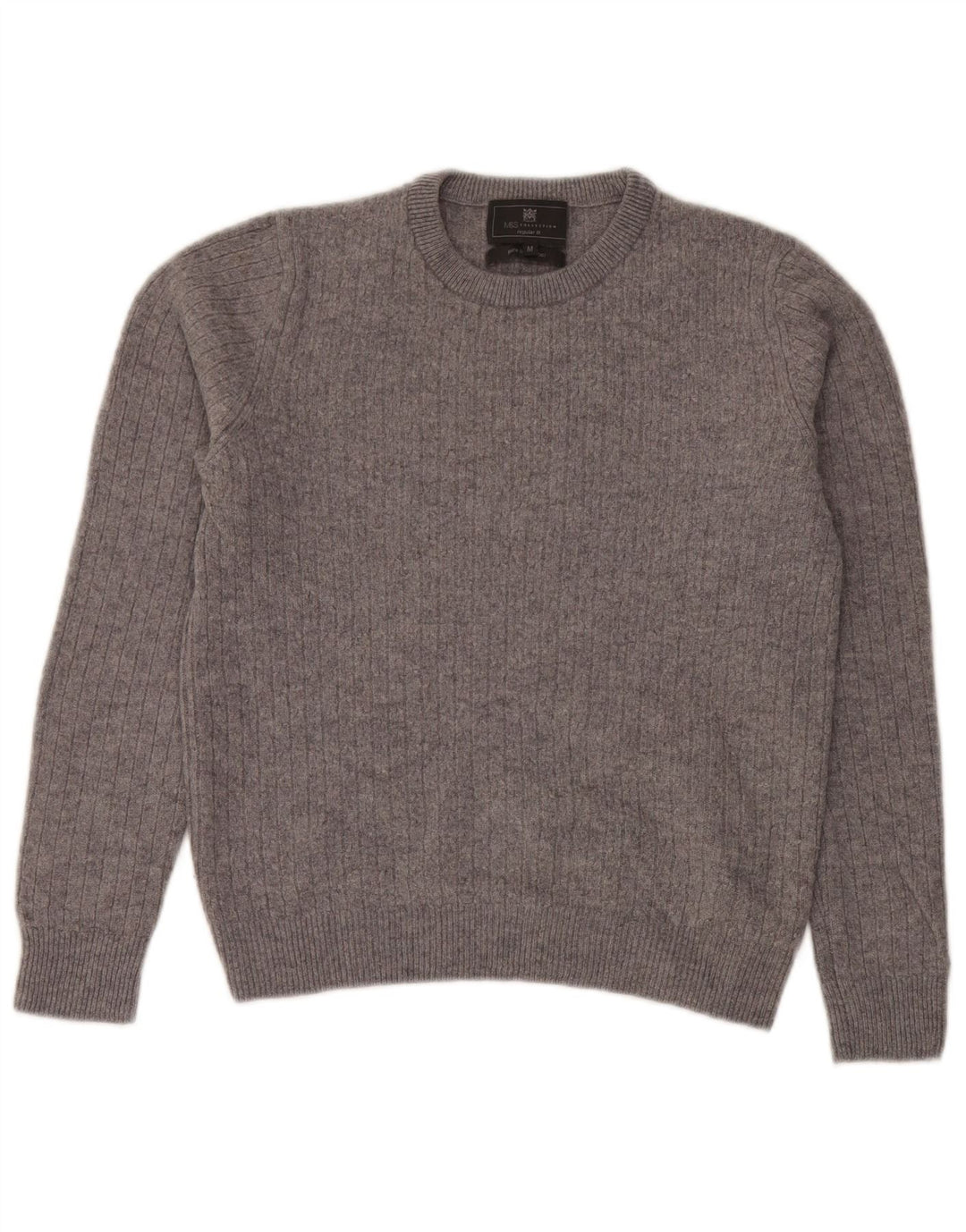Marks & Spencer Pull court à col rond pour femme Gris moyen UK 14