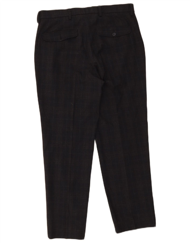 Marks & Spencer Pantalon de costume coupe classique pour homme W32 L29 Bleu marine à carreaux