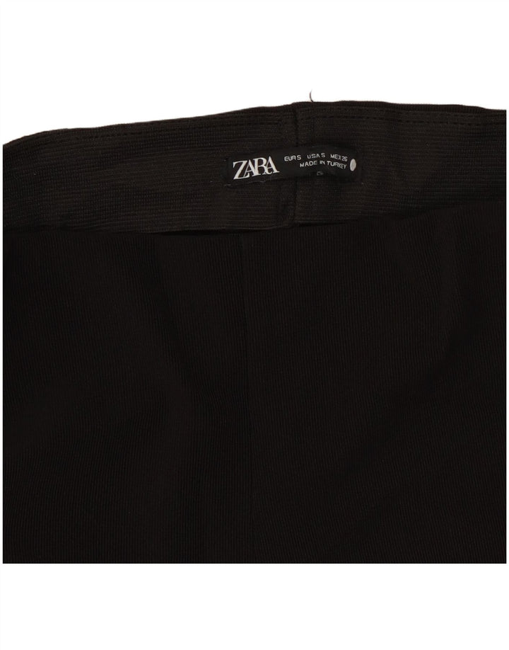 Zara Pantalon décontracté évasé pour femme Petit W26 L30 Noir Polyester