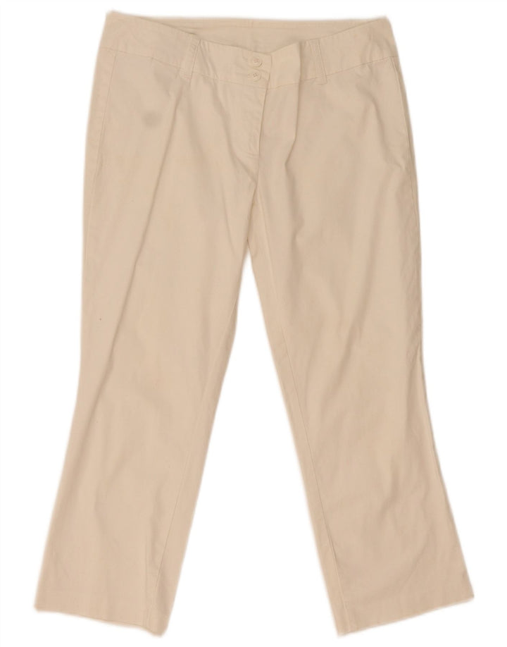 Benetton Pantalon Capri Femme IT 44 Medium W31 L22 Coton Blanc