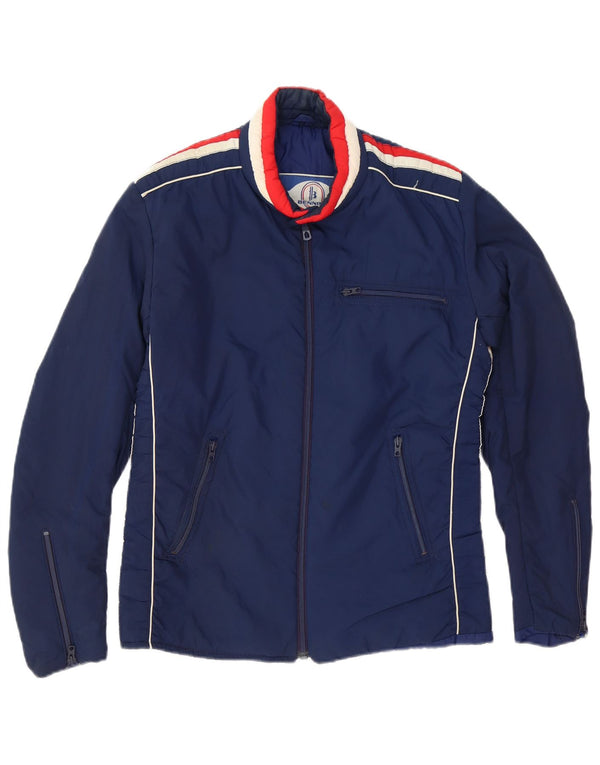 Vintage Mens Lightweight Padded Jacket Small Navy Blue Colourblock
