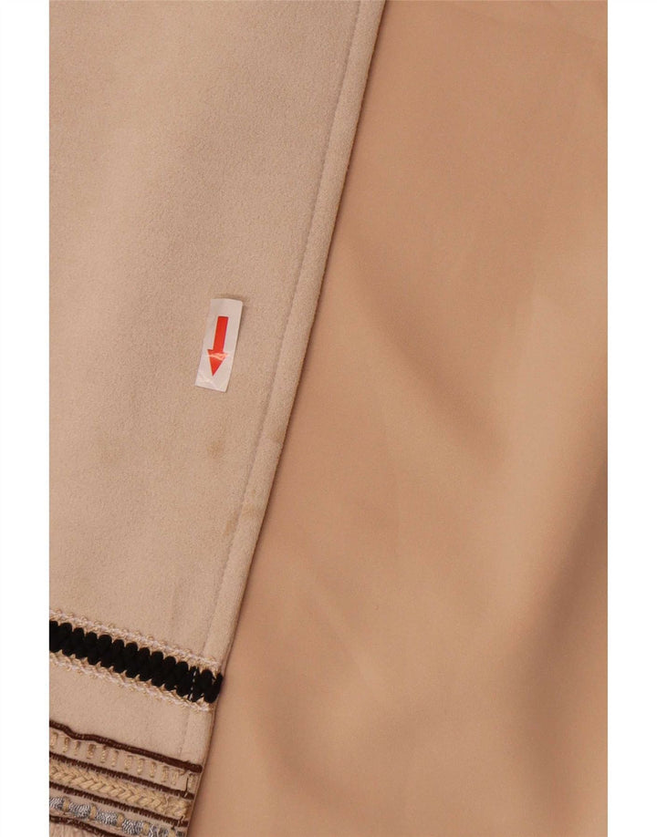Zara Veste blazer ouverte à manches 3/4 pour femme UK 14 Beige moyen rayé