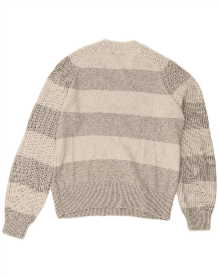 Zara Pull ras du cou pour femme UK 10 Petit gris rayé en polyester