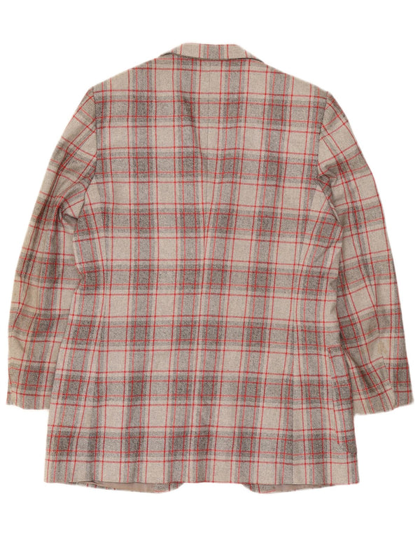 vintage Homme 2 Bouton Blazer Veste IT 52 XL Gris Check