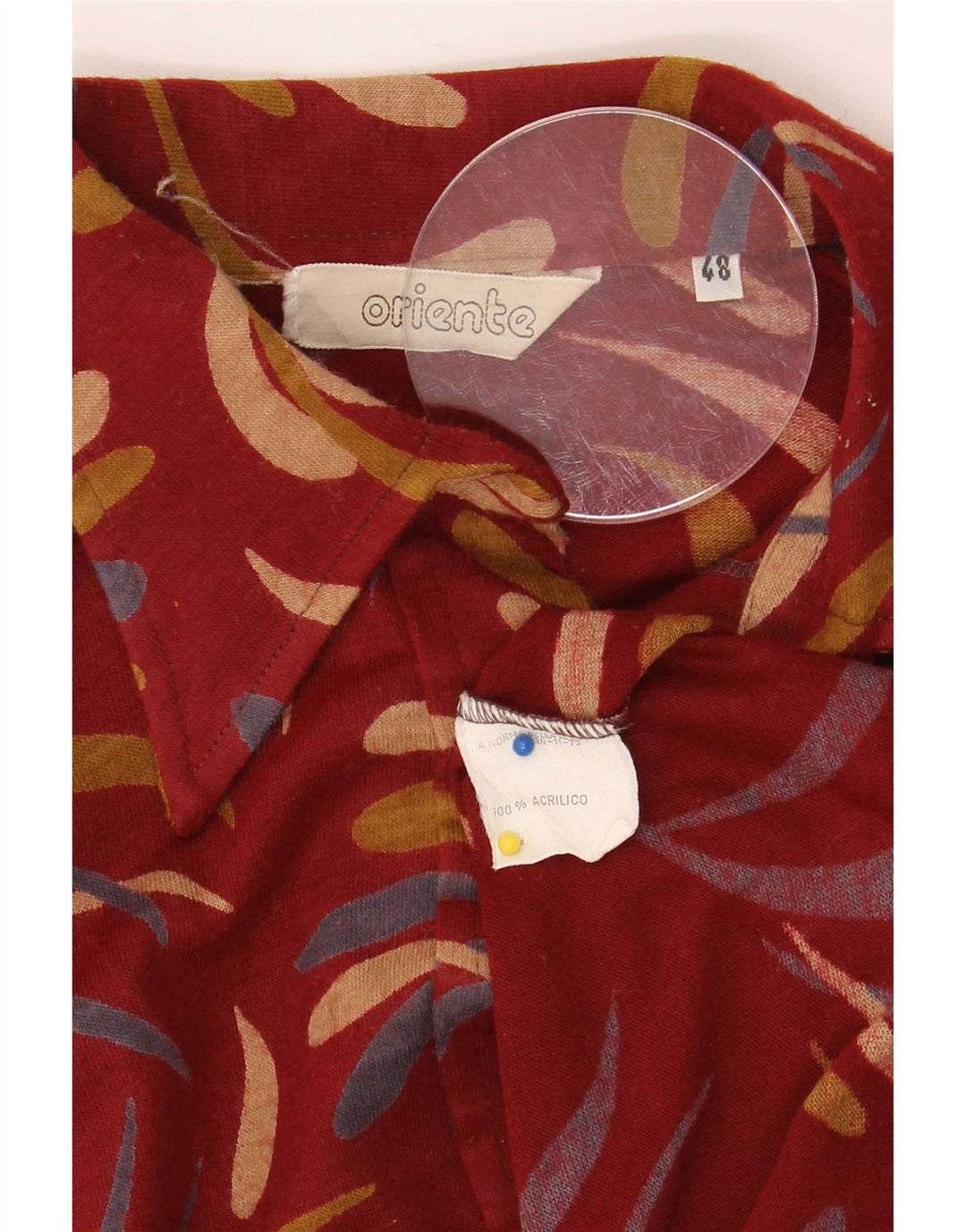 Chemise à motif abstrait femme vintage IT 48 XL Acrylique rouge