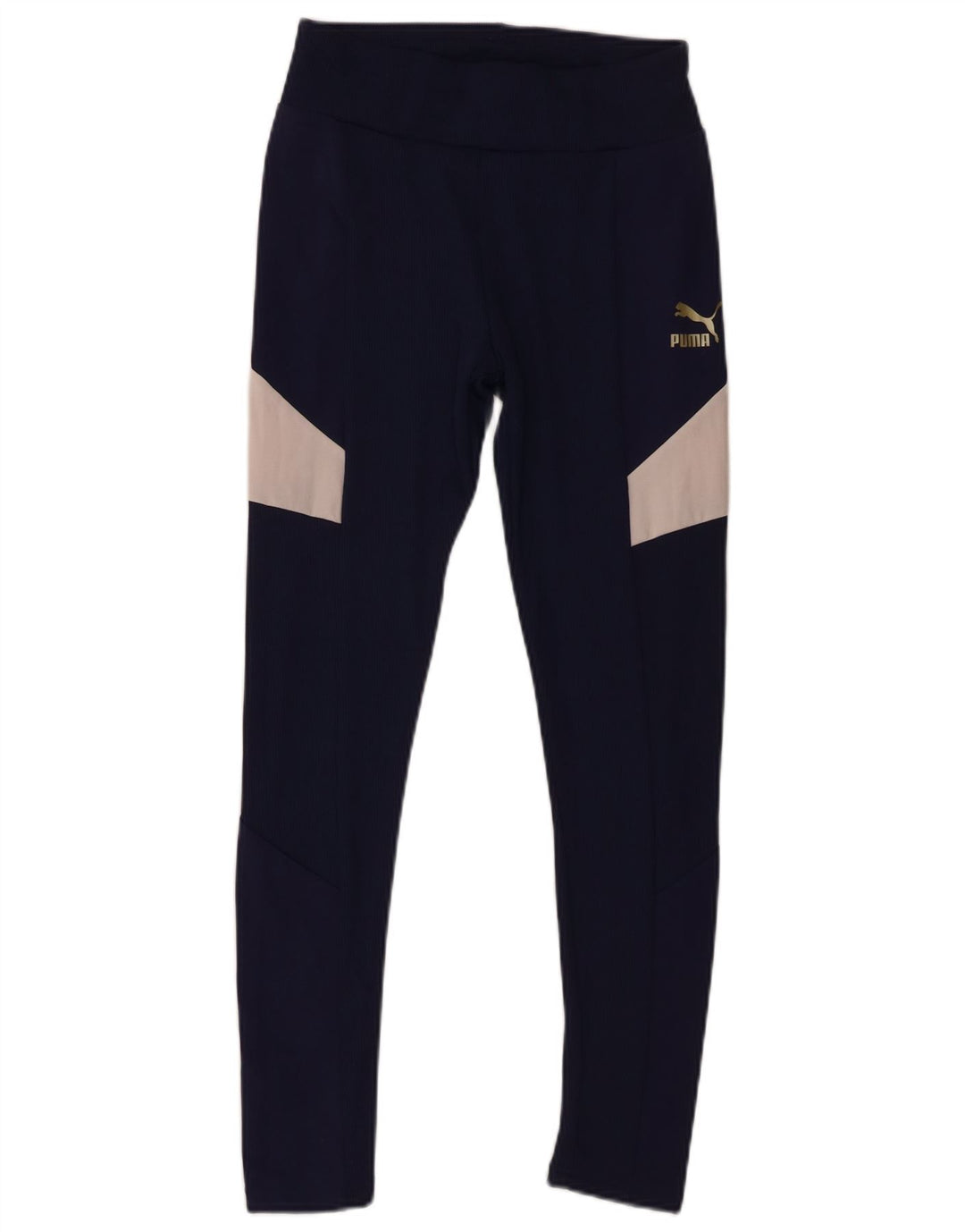 Puma Leggings Femme UK 10 Petit Bleu Marine Colorblock Polyester