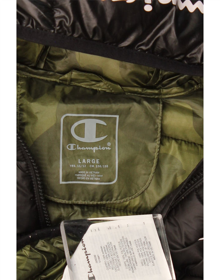 Champion Veste matelassée à capuche pour garçon 11-12 ans Large Noir Polyester