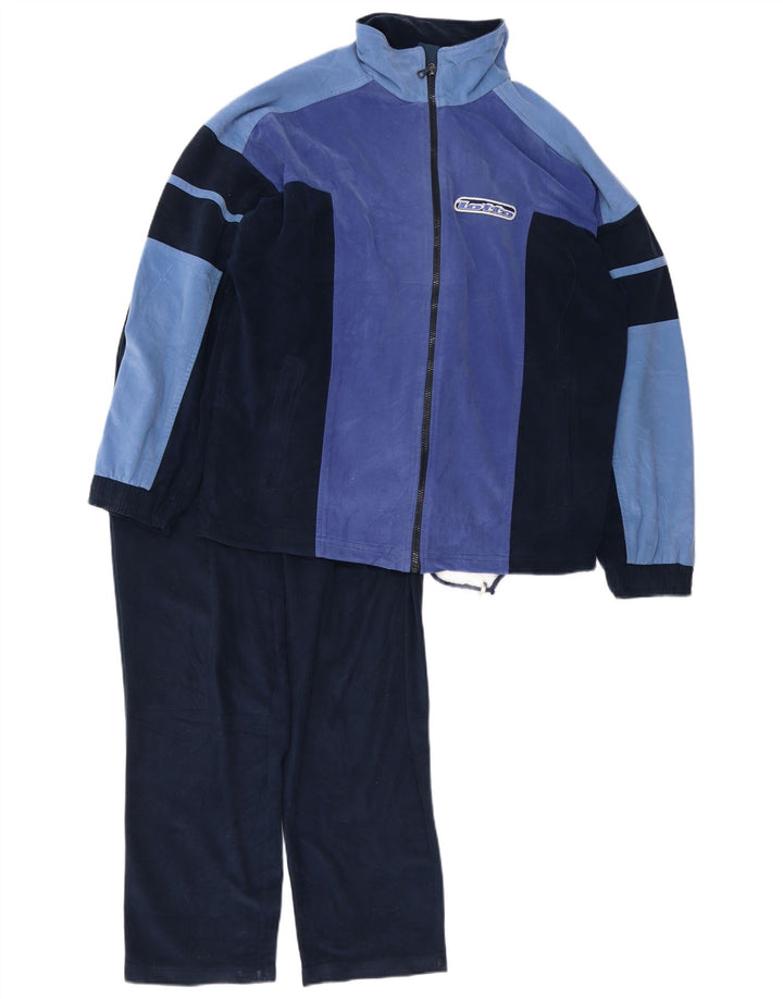Lotto Survêtement Complet en Velours Homme Bleu Marine Moyen Polyester Colorblock