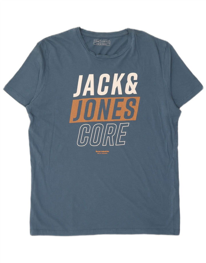 JACK & JONES T-Shirt Graphique Homme XL Bleu Coton