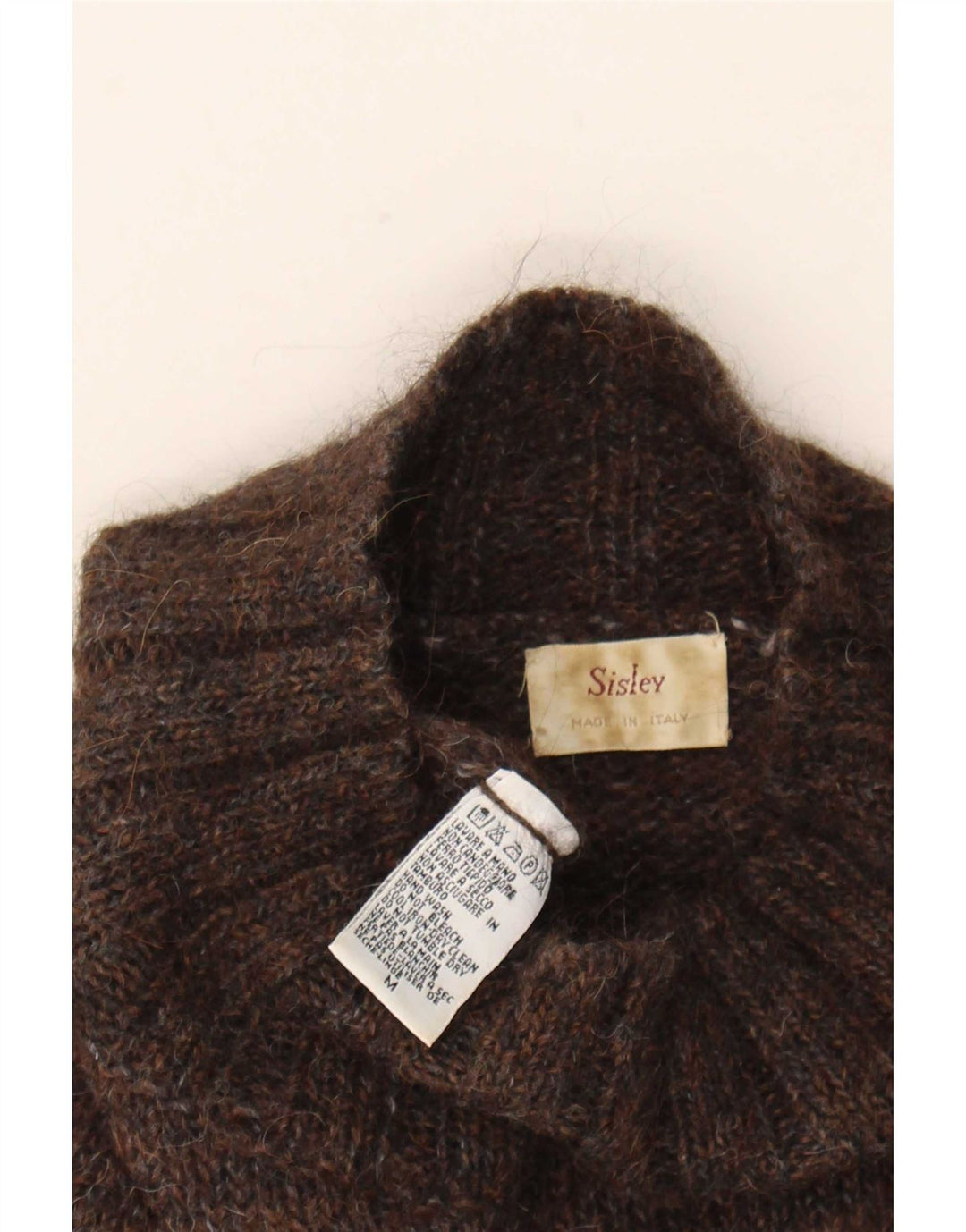 Sisley Pull col roulé pour femme UK 14 Marron moyen Fair Isle