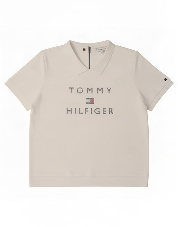 Tommy Hilfiger Polo graphique pour femme UK 20 2XL Blanc