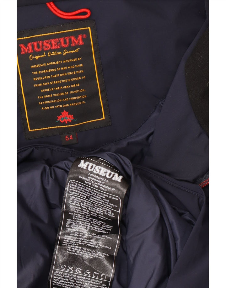 Parka à capuche pour homme Museum IT 54 2XL en nylon bleu marine