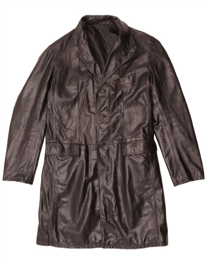 manteau en cuir homme vintage UK 40 Grand cuir noir