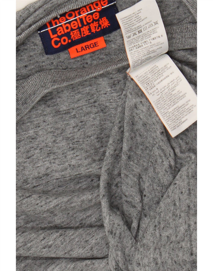 Superdry Homme T-Shirt Top Large Gris Moucheté Coton