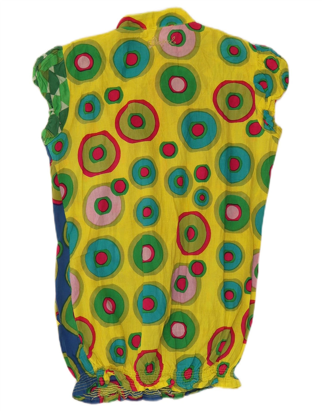 DESIGUAL Femme Chemisier Top UK 10 Petit Coton Géométrique Multicolore