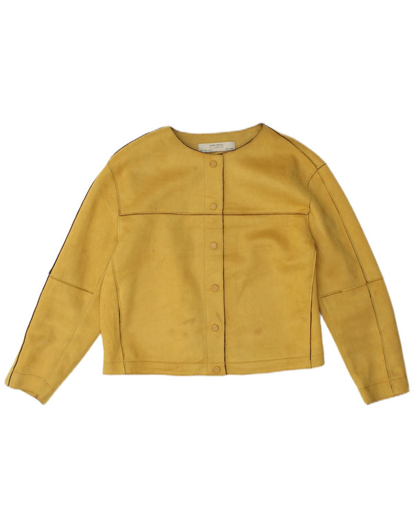 Zara Womens Crop Bomber Jacket UK 16 Grand Jaune