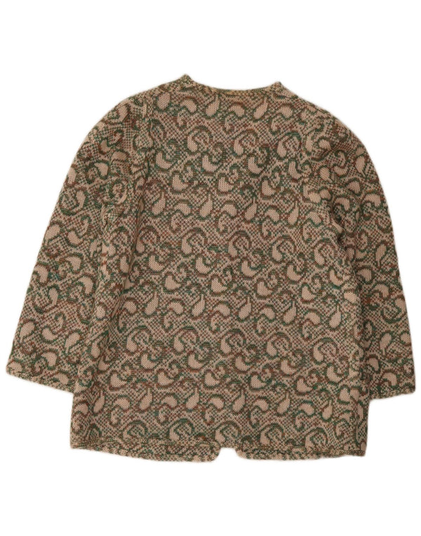 vintage Femme Cardigan Pull IT 46 Grande Laine Kaki Paisley