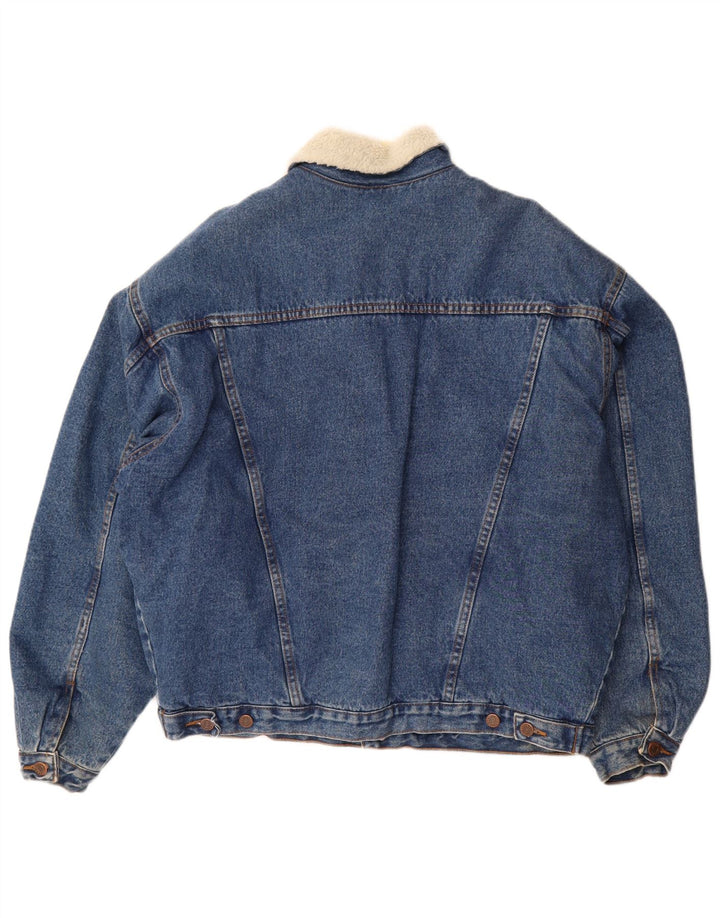 vintage Mens Denim Sherpa Veste UK 42 XL Bleu