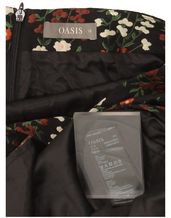 Oasis Mini-jupe femme UK 12 Medium W30 Noir Floral Polyester
