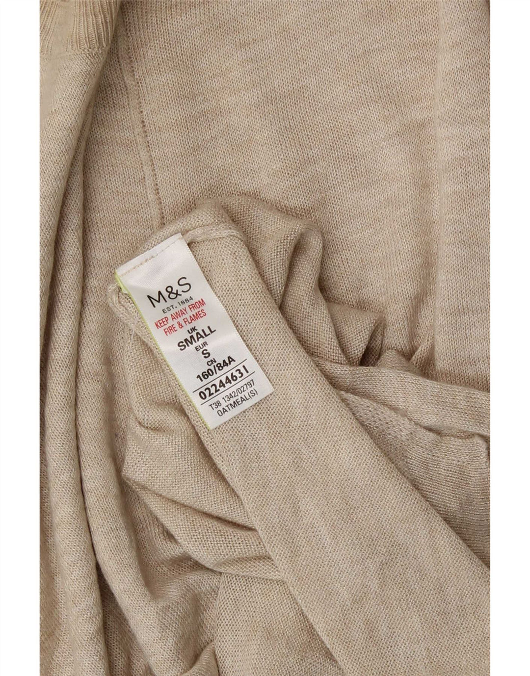 Marks & Spencer Pull à col rond pour femme UK 10 Small Beige Viscose