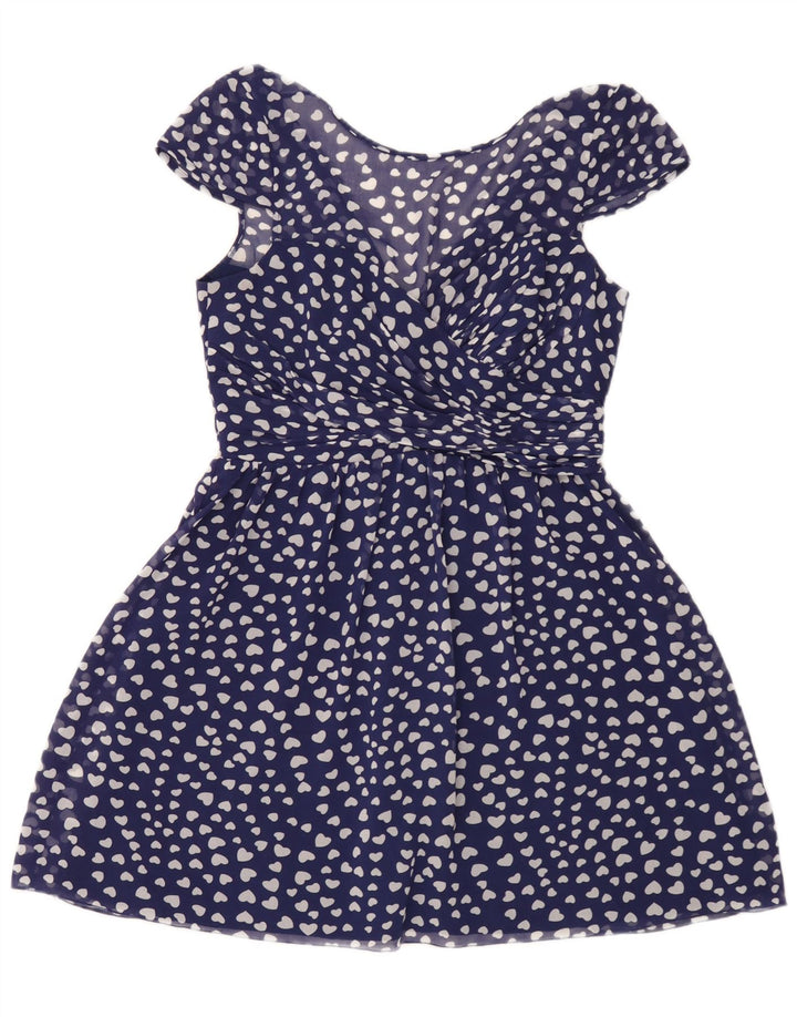 Lipsy Robe trapèze à motif abstrait pour femme UK 42 Bleu moyen Polyester