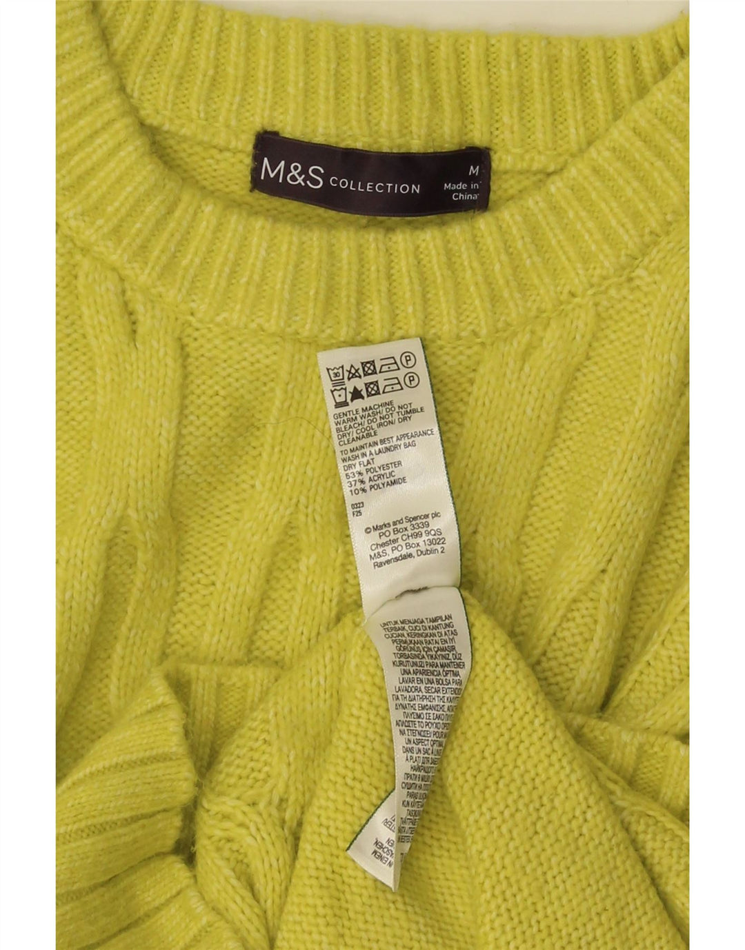 Marks & Spencer Pull à col rond pour femme UK 14 Jaune moyen