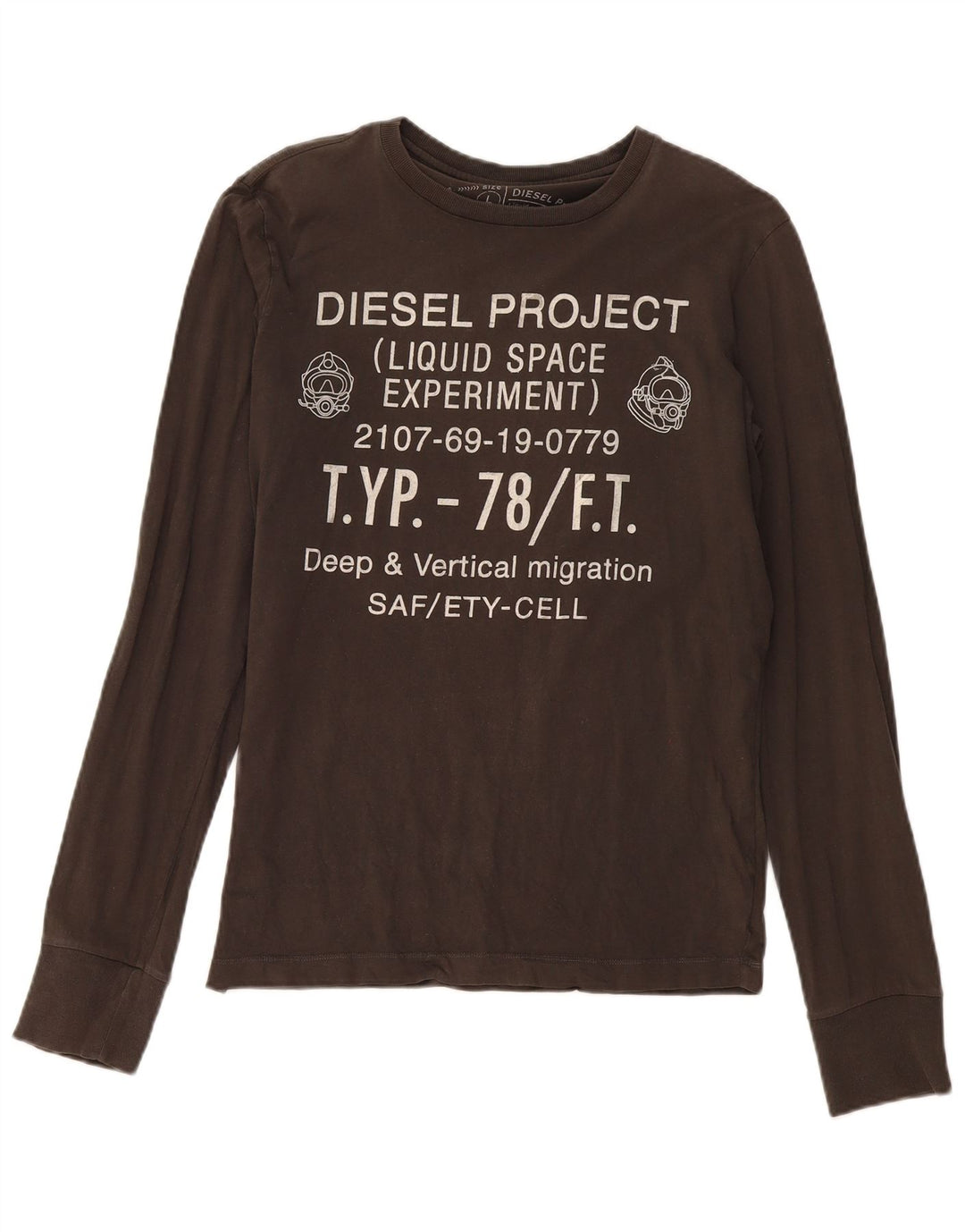 Diesel Haut graphique à manches longues pour hommes en coton kaki grand