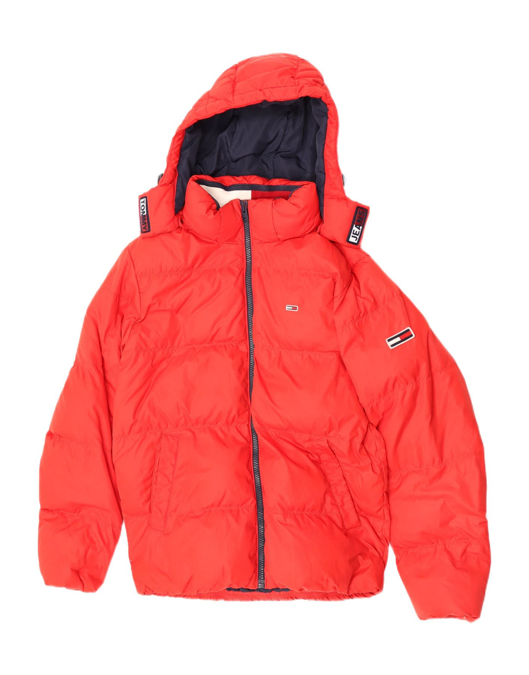 Tommy Hilfiger Veste matelassée à capuche pour homme UK 40 Large Rouge Polyester