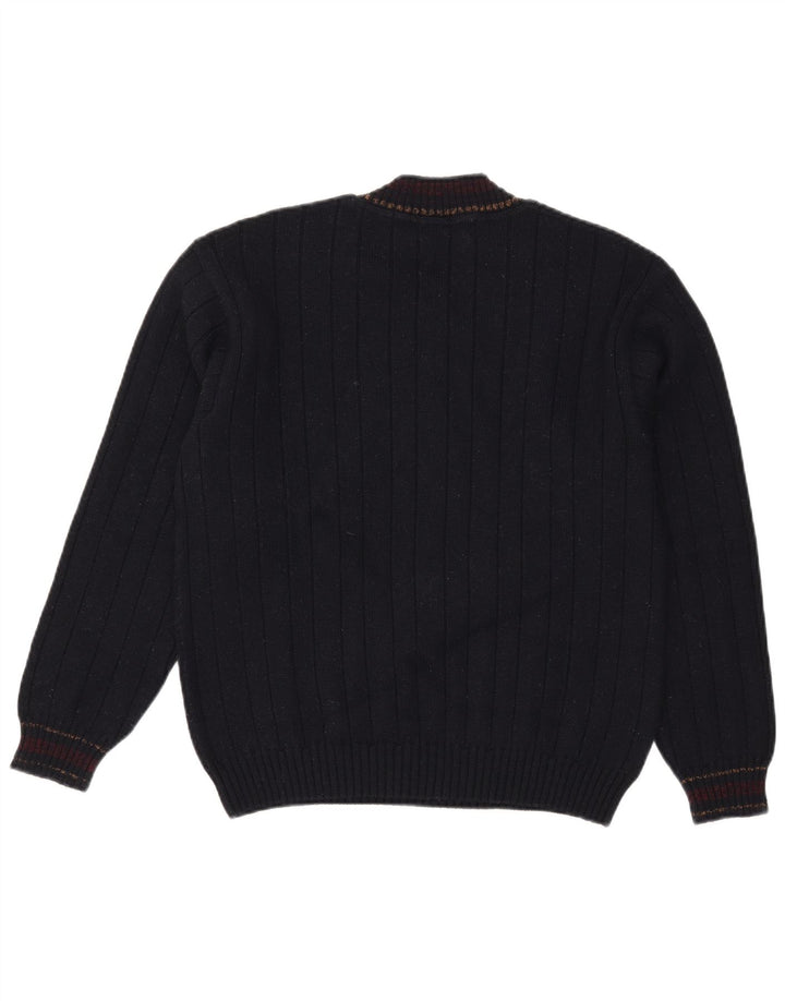 Il Granchio Pull Col V Homme Large Bleu Marine Laine