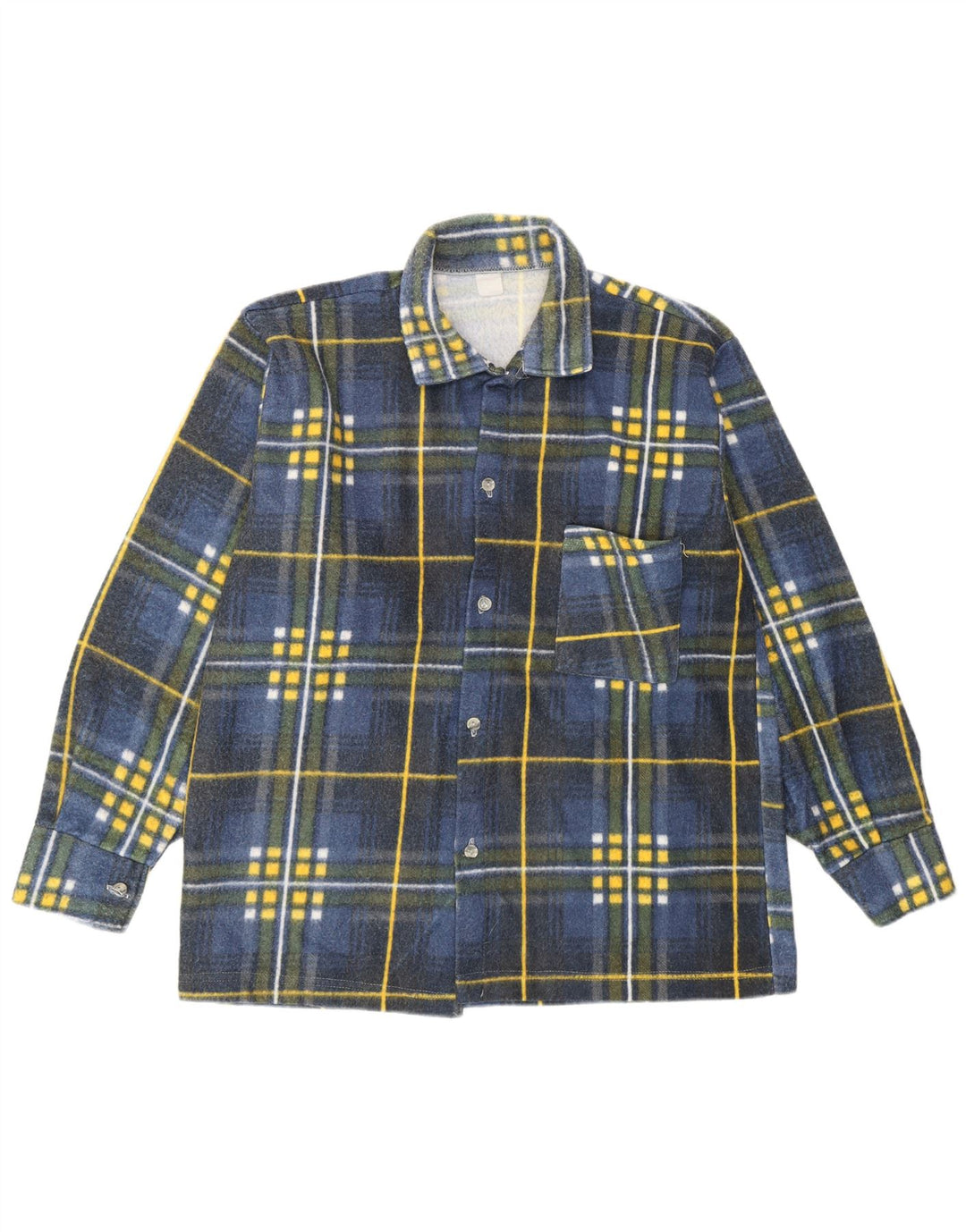 chemise en flanelle vintage pour hommes à carreaux bleu moyen
