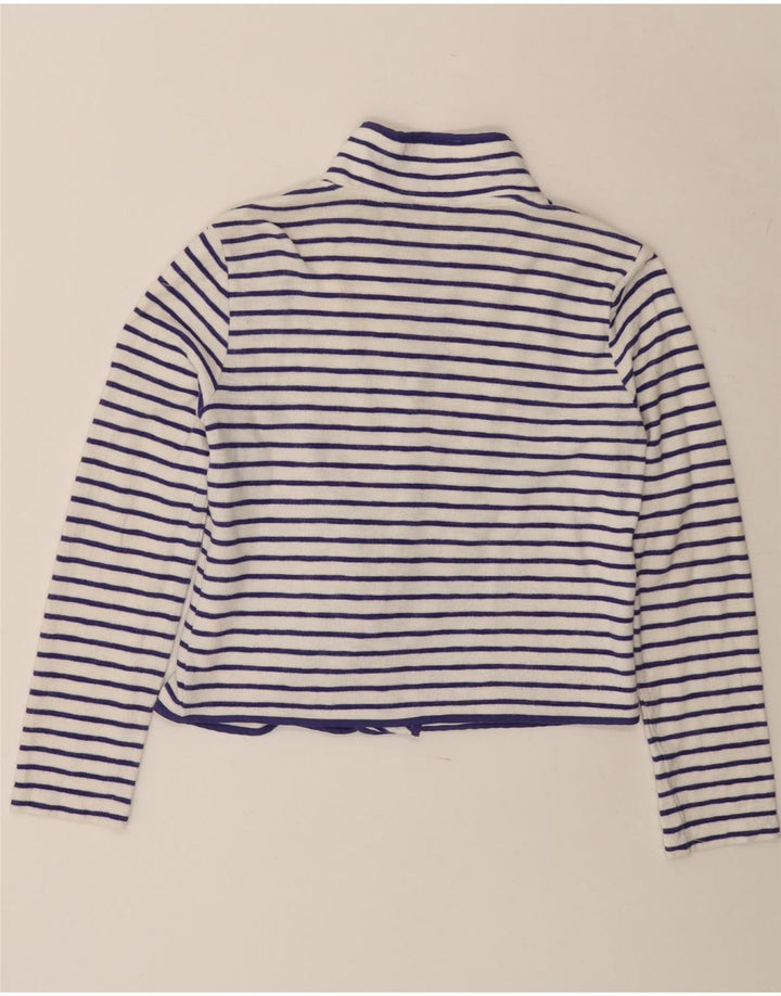 JOULES Cardigan court ouvert pour femme UK 8 petit coton rayé blanc