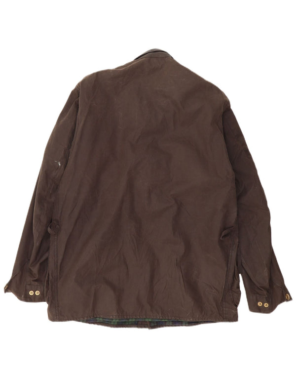 BARBOUR Mens Waxed Cotton Jacket Size 38 Small Brown Cotton