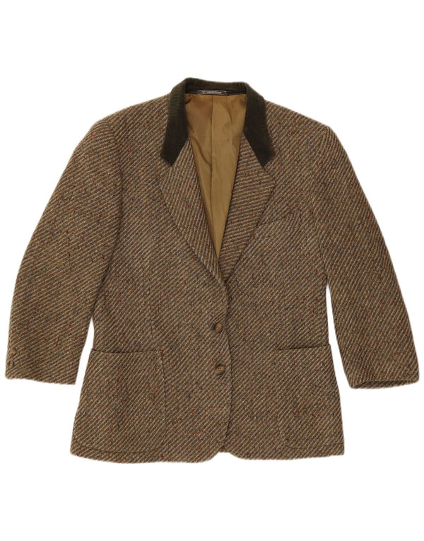 Valentino Veste Blazer 2 Boutons Femme UK 16 Grand Kaki Chevrons
