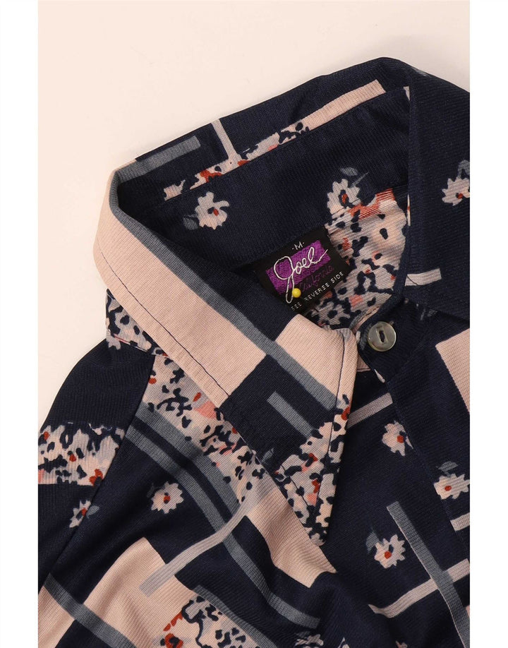 Chemisier chemise femme vintage UK 14 Patchwork bleu marine moyen