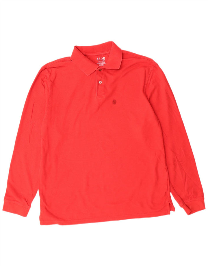 Izod Polo à Manches Longues Homme Rouge Moyen Polyester
