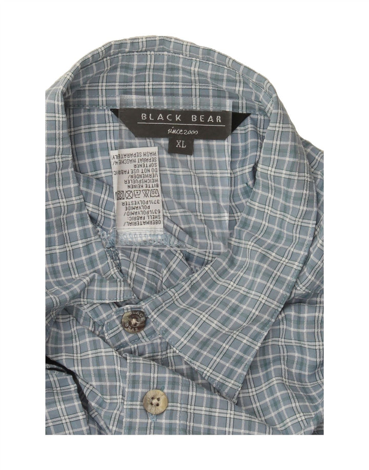 VINTAGE Mens Short Sleeve Shirt XL Blue Check Polyamide Vintage Vintage and Second-Hand Vintage from Messina Hembry 