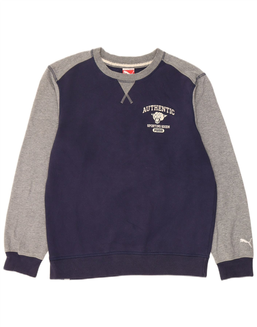 Puma Sweat-shirt graphique en coton color block homme bleu marine moyen