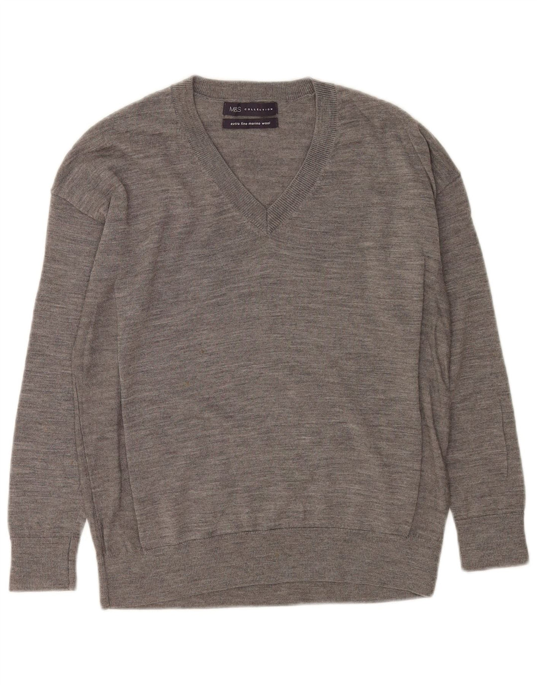 Marks & Spencer Pull surdimensionné à col en V pour femme UK 6 XS Gris