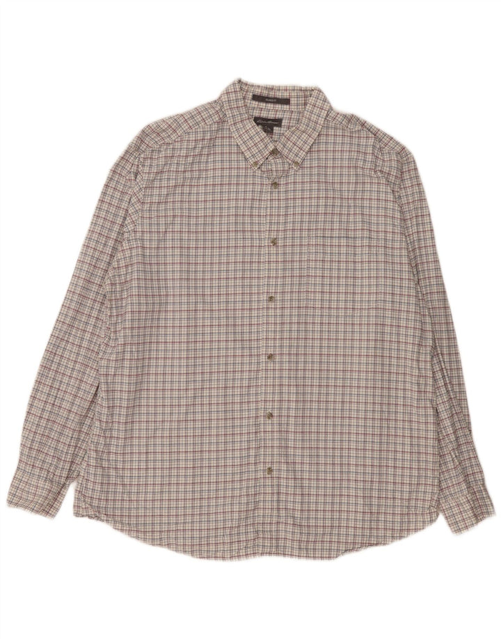 Eddie Bauer Chemise décontractée pour homme XL en coton à carreaux blancs